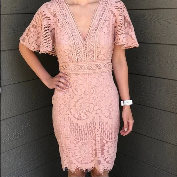 Pink Floral Lace Dress - Picture 3 of 4